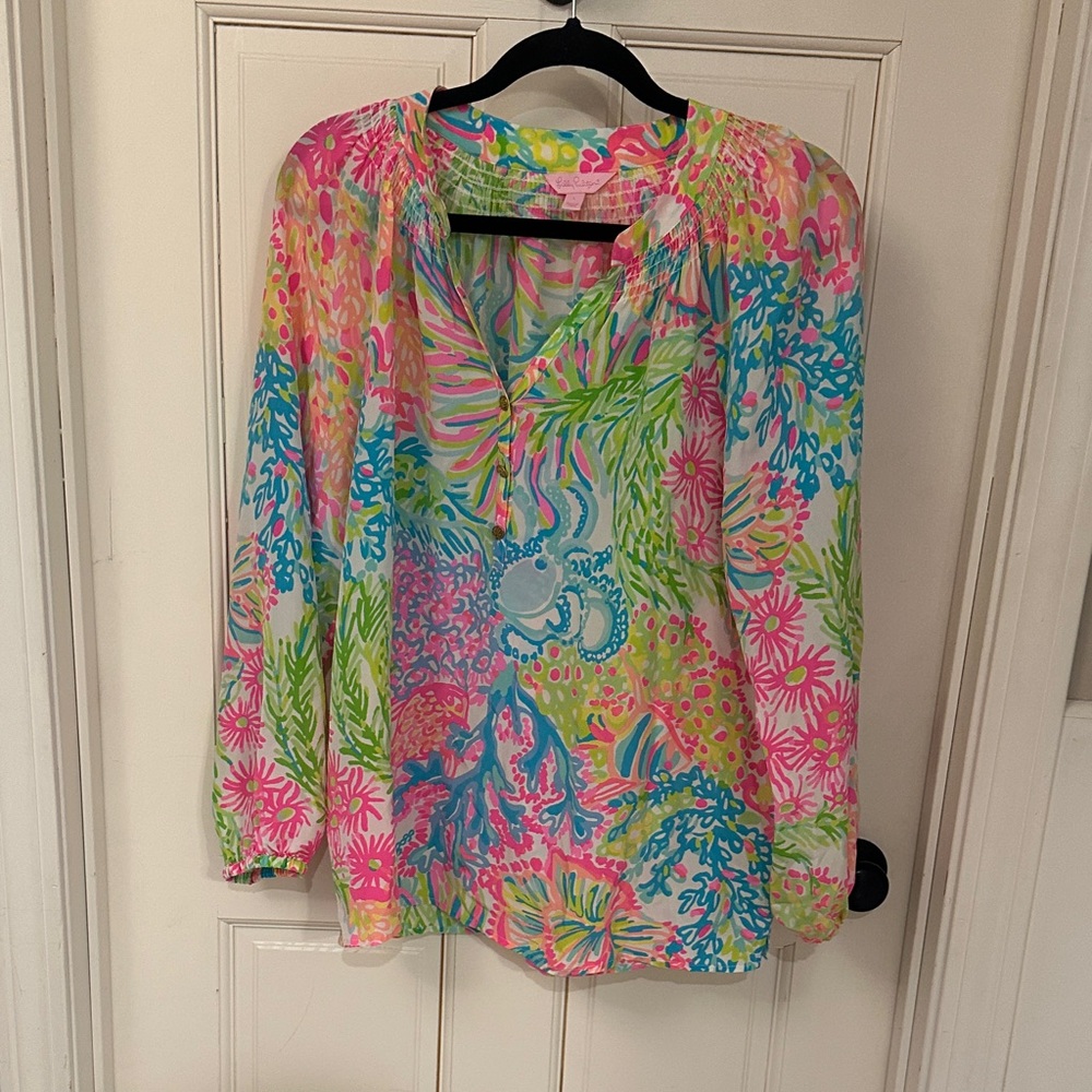 Lilly Pulitzer Pink Blue Green Multi Floral-Print Elsa